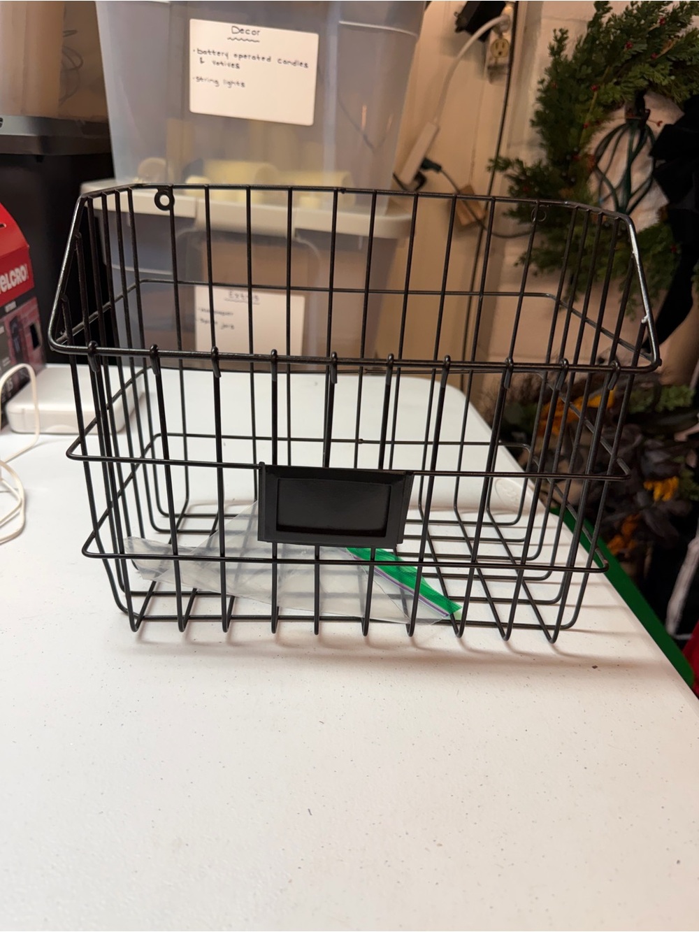 Hobby Lobby Black Wire Storage Basket with Label Holder